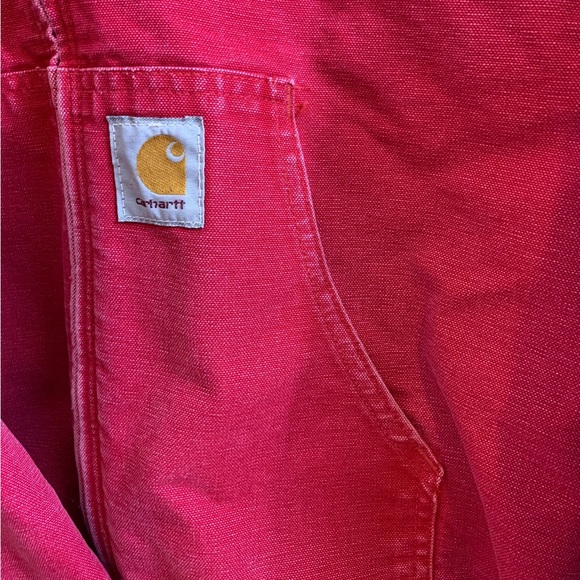 CARHARTT | Rare Vintage 90s Red Distressed Insulated Hooded Coat Jacket | Size L - Picture 7 of 16